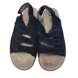Clarks Collection Soft Cushion Women's Black Suede Sandals, Size 10 M